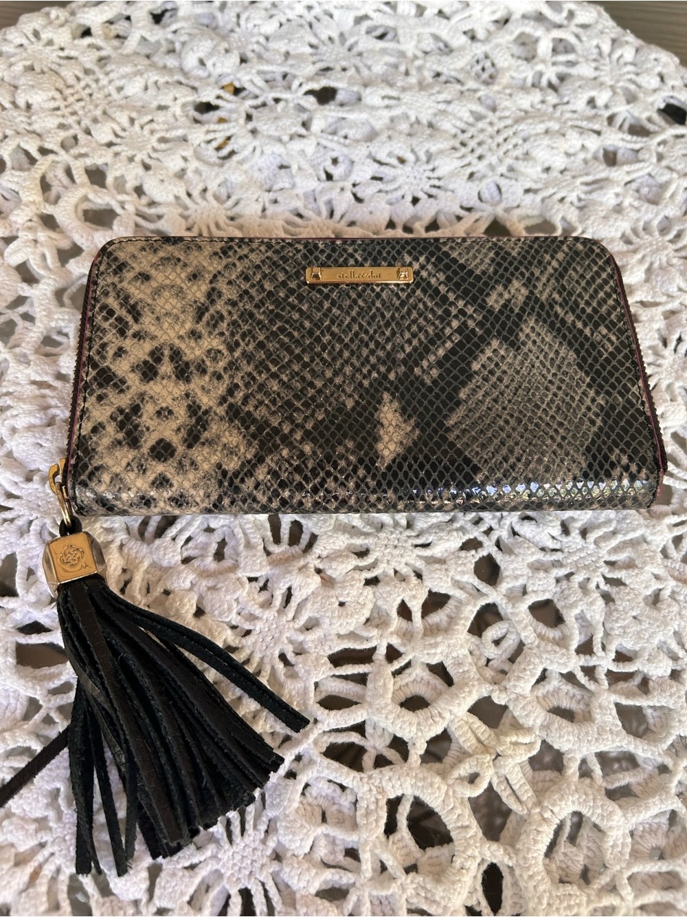 Stella & Dot - Faux snakeskin zip-around continental wallet